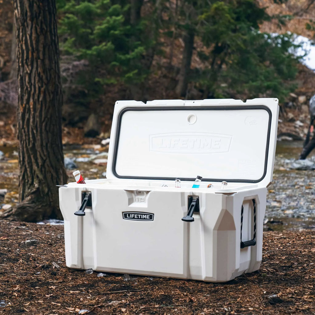 Lifetime 65 qt Bear-Resistant Camping Cooler, Premium High Performance, Ice Retention, Hard Cooler, 75 Can Capacity, Arctic White (91108)