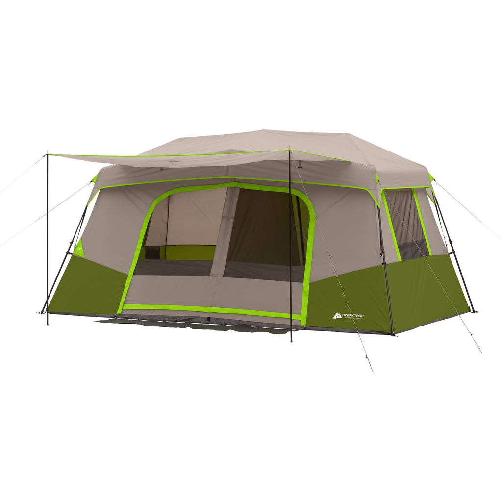 Ozark Trail 11-Person Instant Cabin Tent with Private Room -C 3-Room Family Camping Tent with Awning