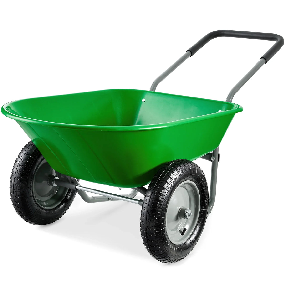 2026 NewBest Choice Products Dual-Wheel Home Wheelbarrow Yard Garden Cart for Lawn, Construction - Green