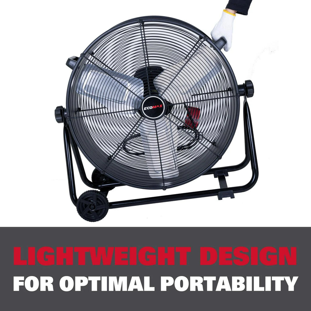 2026 NewEcomax 24 Inch High Velocity Drum Floor Fan. Industrial. 3-Speed. Adjustable Tilt