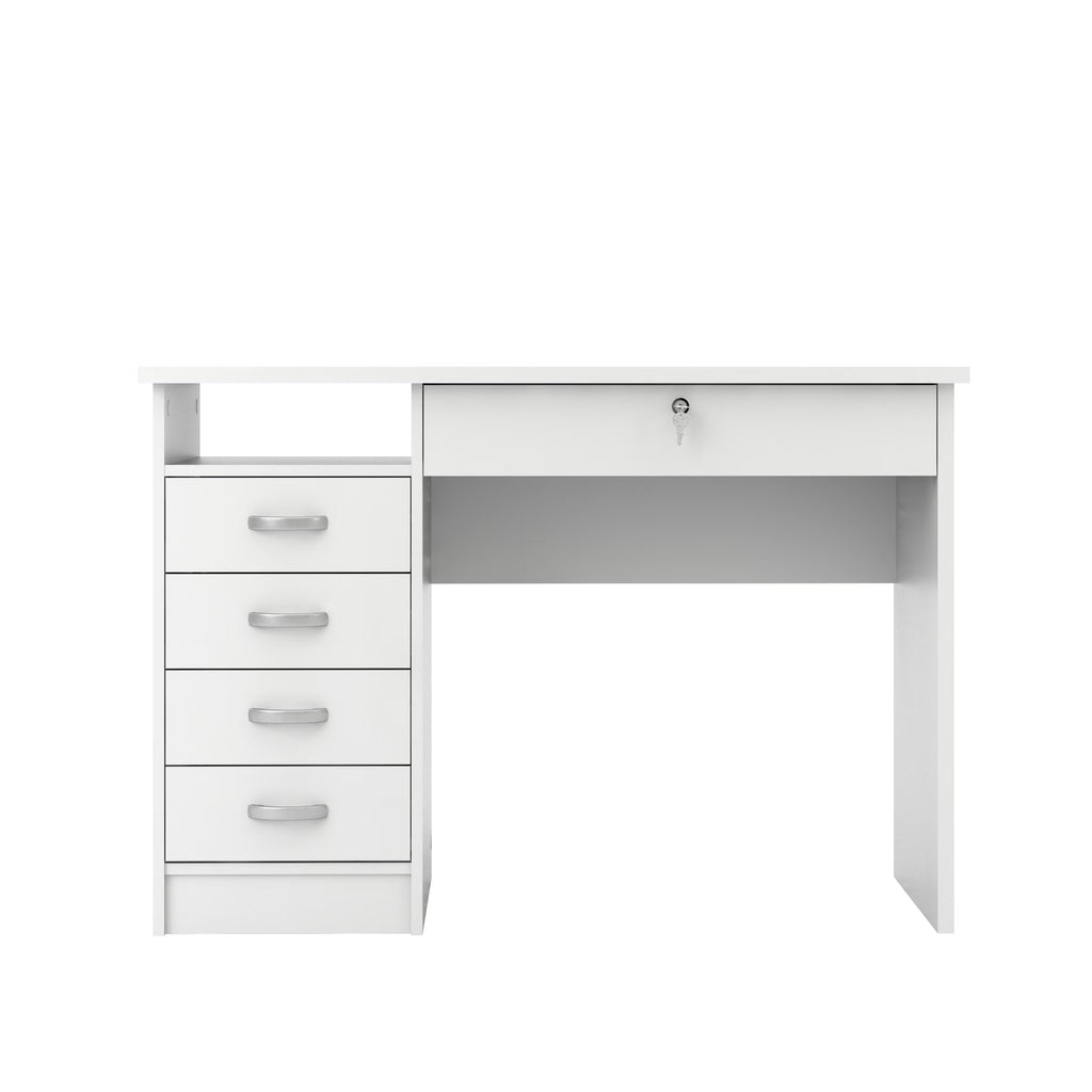 2026 NewTvilum Walden 5 Drawer Office Desk with 1 Locking Drawer for Adults, White