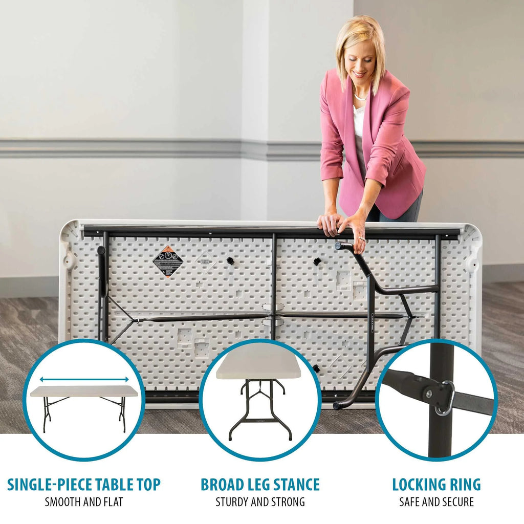Lifetime 6 ft. Commercial Plastic Folding Banquet Tables 4 Pack (White Granite)