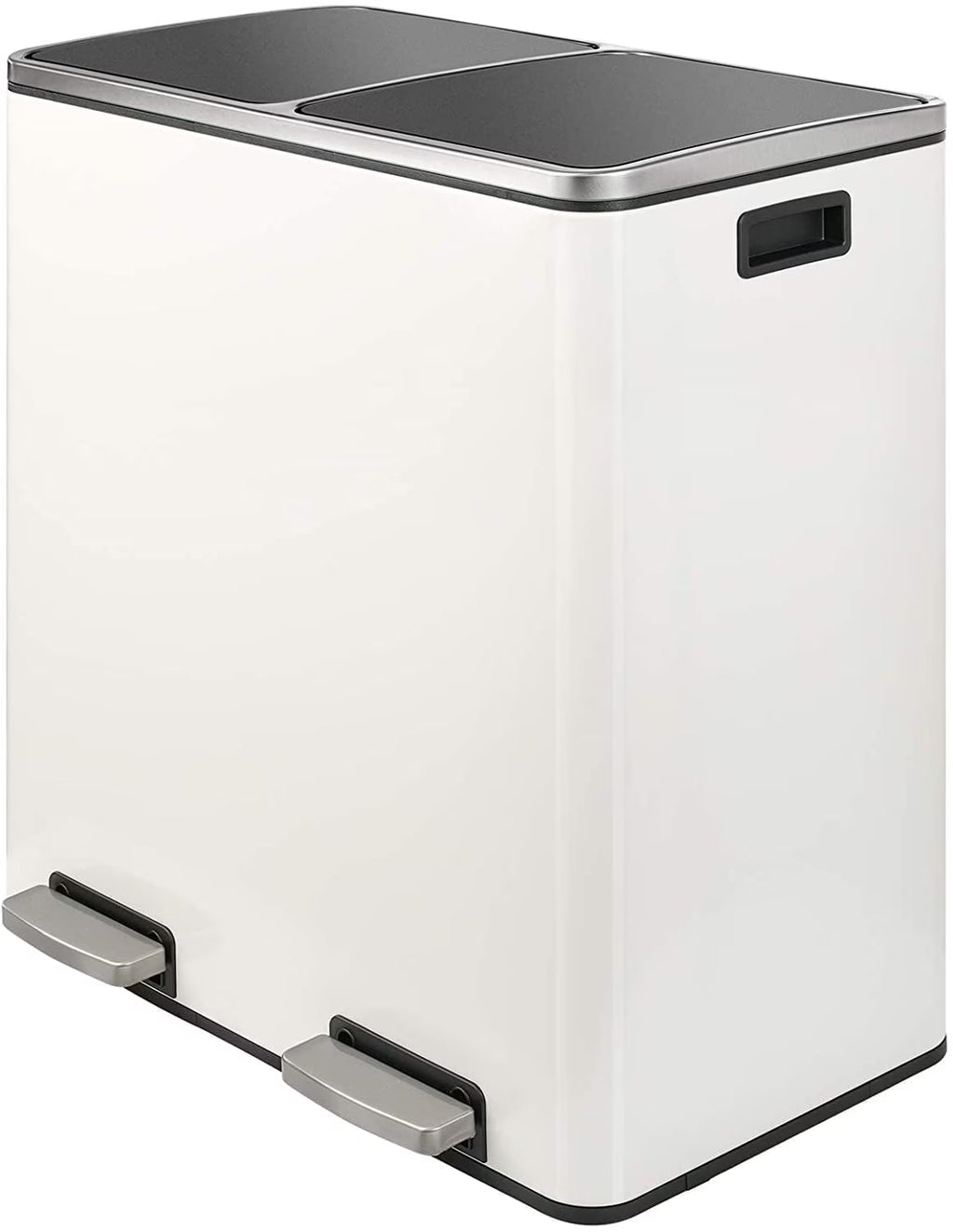 2026 NewLAZY BUDDY Dual Garbage Can, Stainless Steel 16 Gallon Step Kitchen Trash Can with Soft-Close Lid, Double Compartment Garbage Recycling Bin