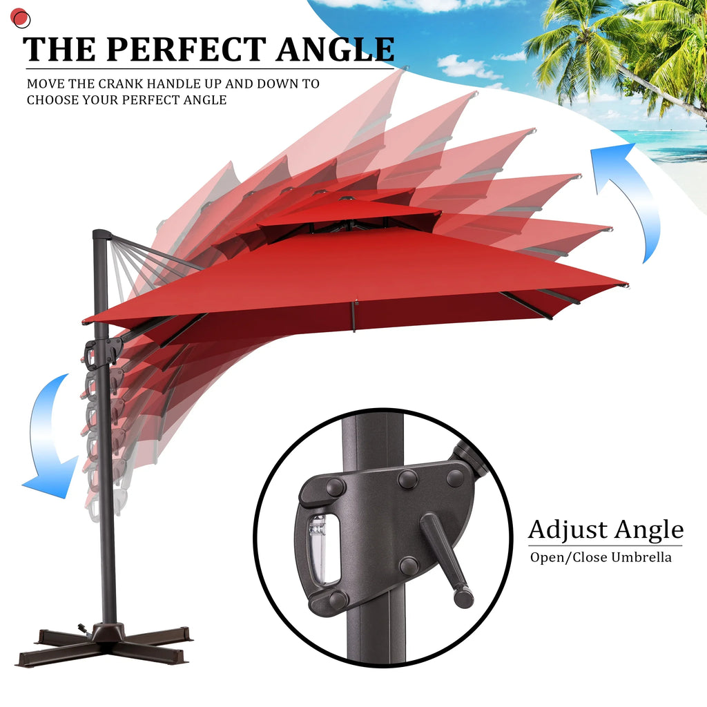 2026 NewPellebant 10 ft. x 10 ft. Square Double Top Patio Cantilever Umbrella, Navy Blue