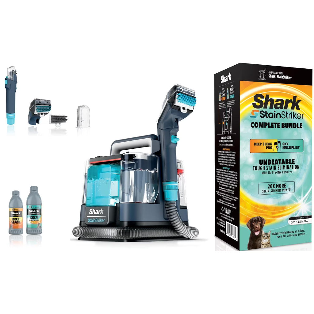 2026 NewShark StainStriker Carpet and Upholstery Cleaner, Portable with 2 Tools, 6oz Deep Clean Pro Formula and 12oz OXY Multiplier Formula, PX200 Navy/White