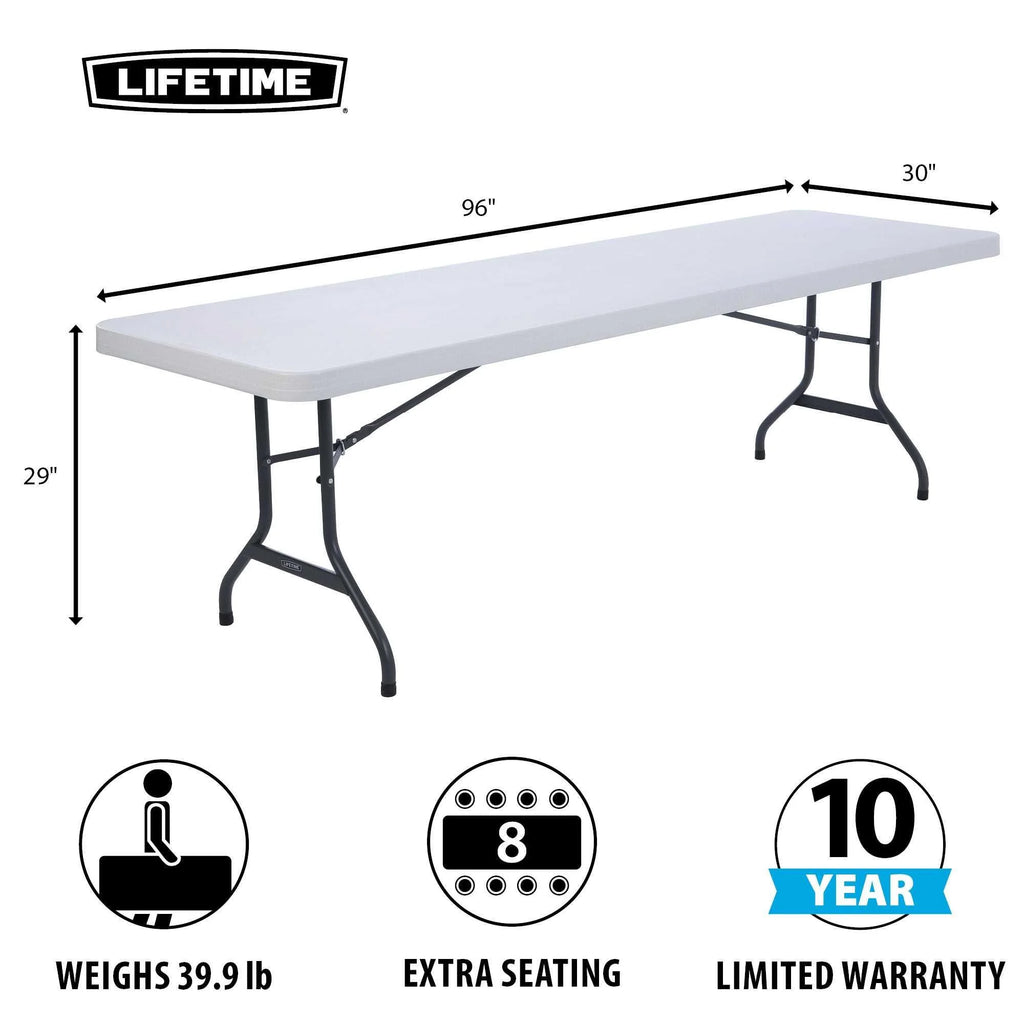 Lifetime 8 ft. Rectangle Folding Table, Indoor/Outdoor Commercial Grade, White Set of 4 (42980)