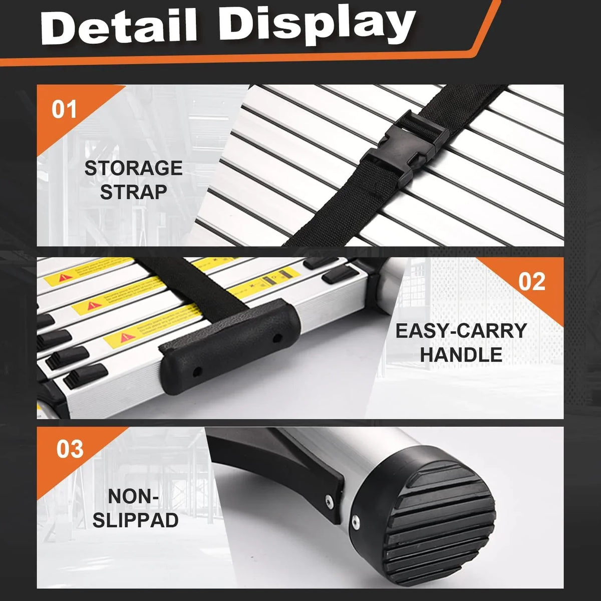 2026 NewHBTower 12.5 FT Telescoping Ladder, Aluminum Lightweight Extension Ladder with 2 Triangle Stabilizers, Heavy Duty 330lbs Max Capacity, Multi-Purpose Collapsible Ladder for RV or Outdoor Work