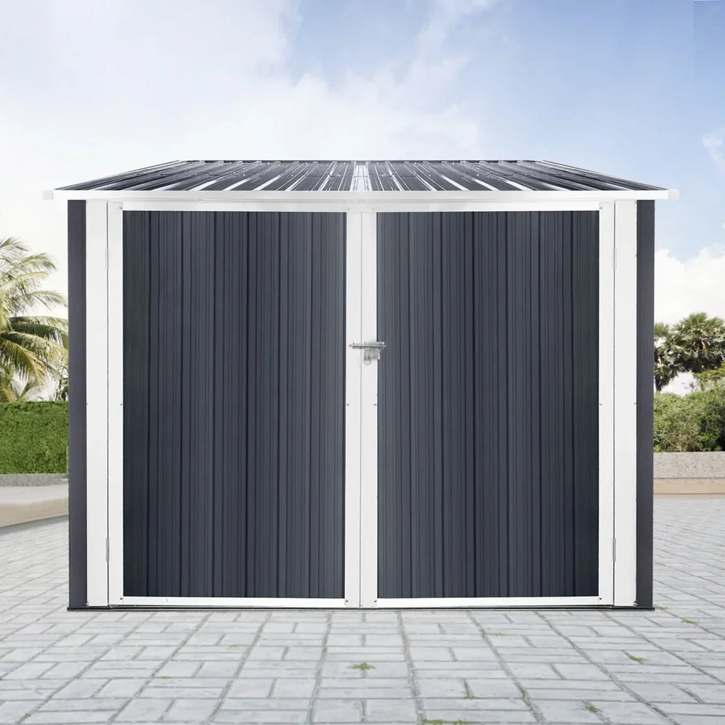2026 New6.3' x 6.1' Outdoor Storage Shed Clearance, Metal Outdoor Storage Cabinet with Double Lockable Doors, Waterproof Tool Shed, Stores 4 Bikes, Backyard Shed for Garden, Patio, Lawn