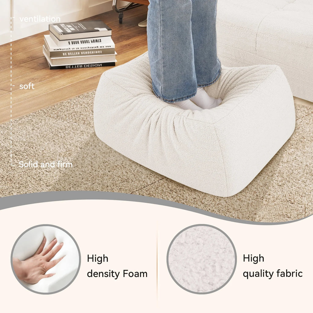2026 NewVFD Bean Bag Chairs for Adults, Beanbag Chair with Ottoman Lounge Sofa Memory Foam Comfy Reading Chair for Bedroom & Living Room, Lazy Floor Sofa Couch
