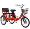 2026 NewNOMIGO Electric Tricycle for Adults Folding Electric Trike 3 Wheel Electric Trike with Two-seater Large Basket Super Powerful Brushless 350W Motor 48V13AH Lithium Battery Max 20MPH E-Tricycle Orange