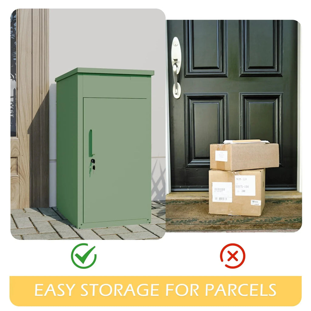 2026 NewAECOJOY Package Delivery Boxes for Outside Parcel Drop Box Outdoor Storage Box Wall Mounted Express Mail Package Delivery Box 17" x 16" x 38.3" Black