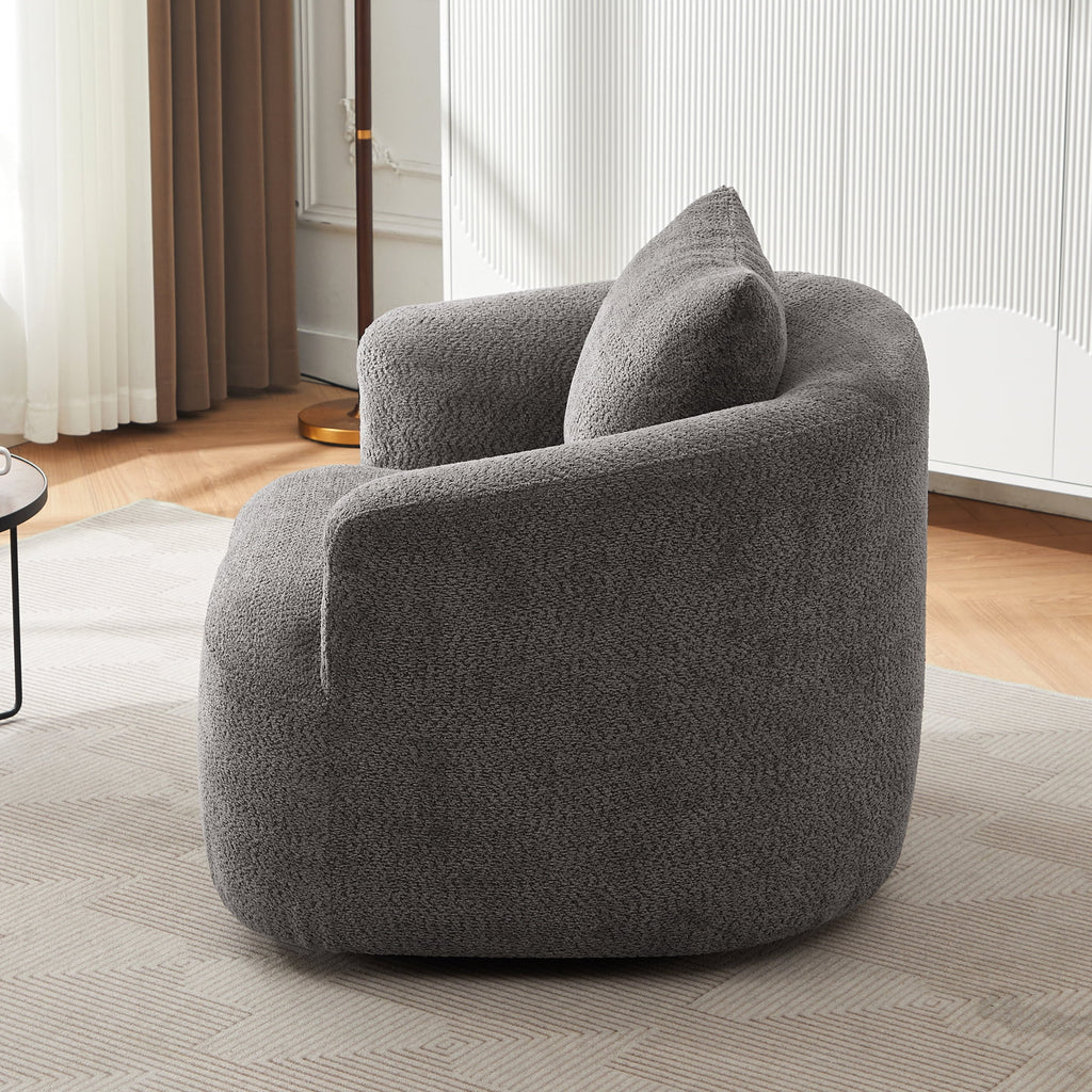 Harper & Bright Designs 360- Swivel Accent Chair, Barrel Chair Swivel Upholstered Sofa Chair with Cushion for Living Room Office, Beige