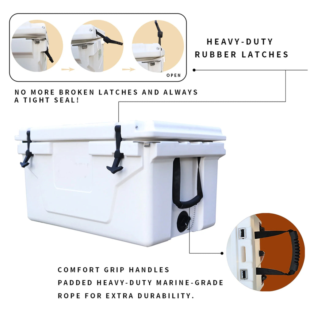 Segmart 65QT Hard Insulated Portable Cooler for Camping, Ultra-Light Insulated Ice Chest Box with 2 Wheels, Leak-Proof Cooler for Drink, Beverage, Beach, Camping, Picnic, Barbecue, Khaki