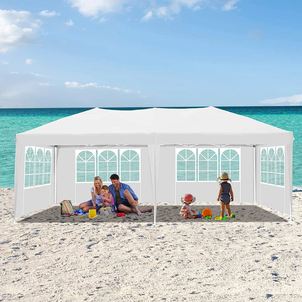 LAZY BUDDY 10'x20' Pop up Canopy Tent with 6 Sidewalls, Heavy Duty Outdoor Canopy Tent Commercial Instant Folding Sun Shelter for Party, Wedding, Camping