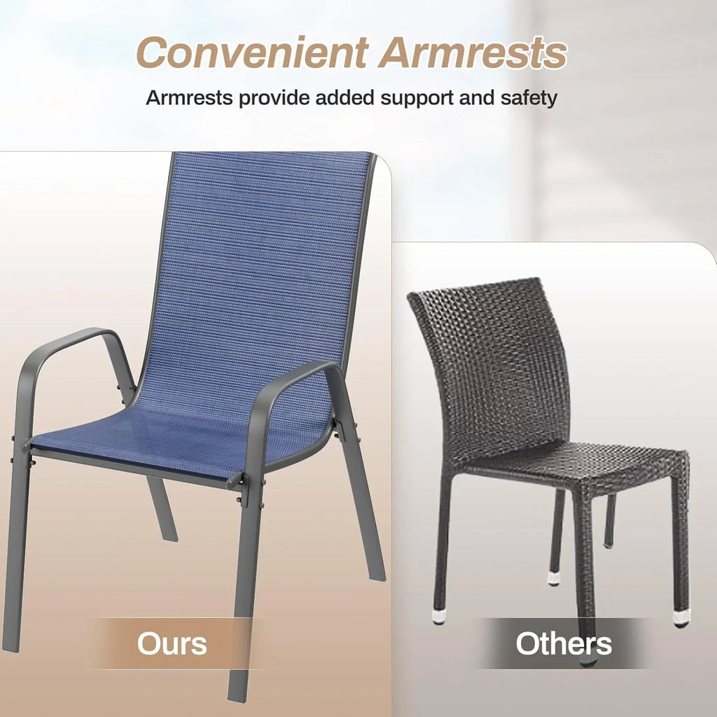 2026 NewPirecart Set of 4 Patio Dining Chairs, Textilene Outdoor Stacking Chairs for Poolside, Backyard, Garden