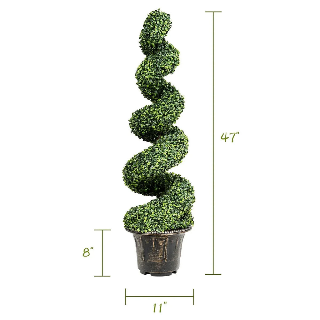2026 NewGymax 2Pcs 4FT Artificial Boxwood Spiral Tree W/Realistic Leaves Indoor Outdoor Office