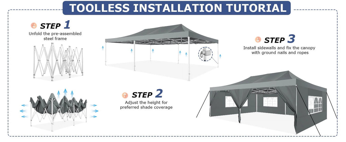 COBIZI 13x26 Heavy Duty Commercial Canopy Tent,Easy Pop Up Party Tent Gazebo,Outdoor Portable Party Canopy,Extra-large Size Space For Outside Wedding Gathering Activities,Waterproof&UPF 50+,White