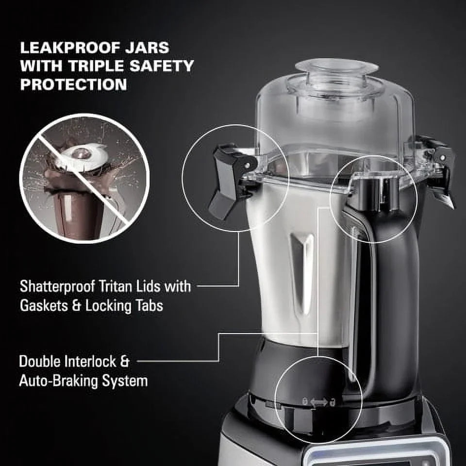 2026 NewHamilton Beach Professional 2.2 HP 120V Juicer Mixer Grinder with 3 Stainless Steel Jars, 1.5 Liters, Model 58770