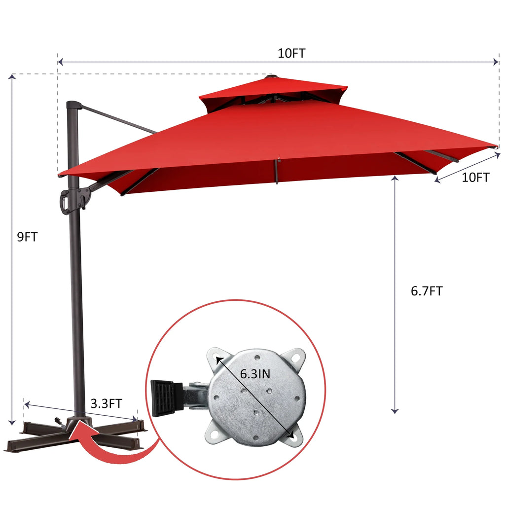 2026 NewPellebant 10 ft. x 10 ft. Square Double Top Patio Cantilever Umbrella, Navy Blue