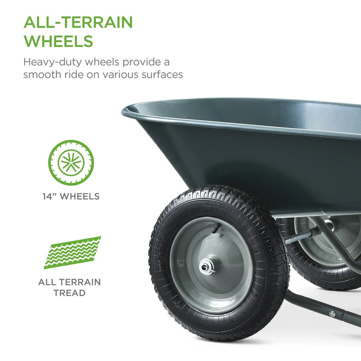 2026 NewBest Choice Products Dual-Wheel Home Wheelbarrow Yard Garden Cart for Lawn, Construction - Green