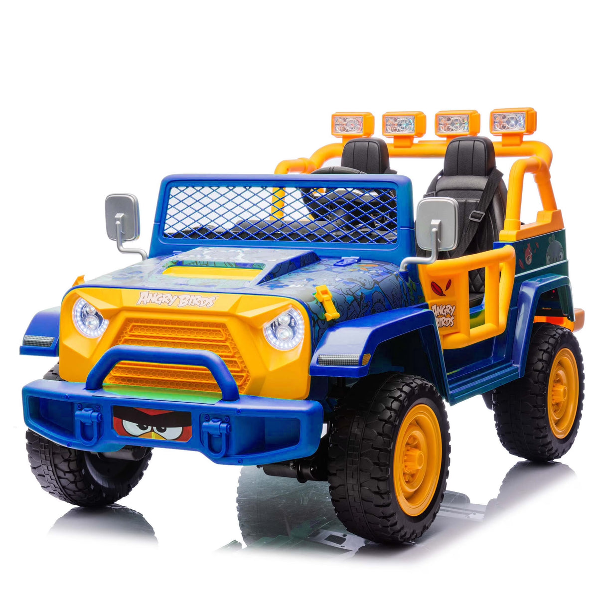 2026 NewJoyracer 24 Volt Ride on Toys for Big Kids, Licensed Angry Birds Ride on Truck with Remote, 2 Seater 4WD Electric Ride ons with Shovel, Bluetooth, Lights, Power Car Wheels for 3-8, 130lbs, Green