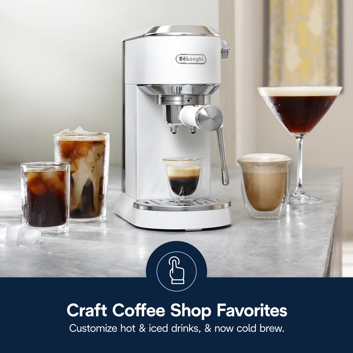 2026 NewDe’Longhi Dedica Duo Espresso Machine, Compact Size with Built in Frother for Latte Art, Brew Espresso, Cold Brew, Lattes & More, Stainless Steel