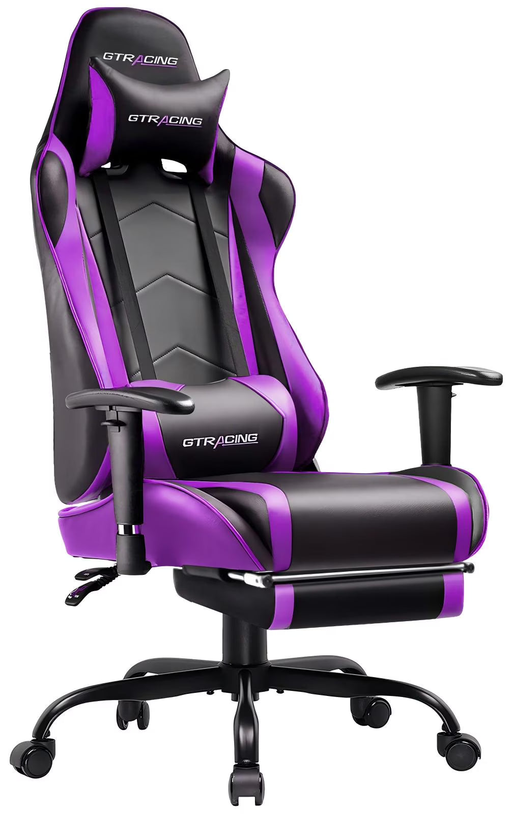 2026 NewGTRACING Gaming Chair, Ergonomic Office Desk Chair with Lumbar Support, PU Leather, Footrest & Adjustable Headrest, Red