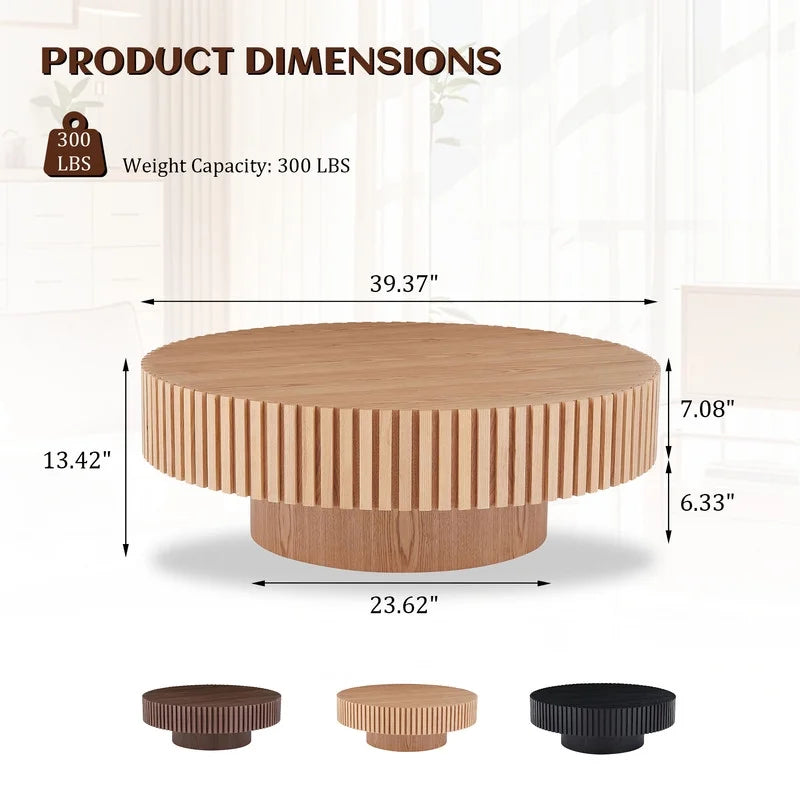 2026 NewFFH 43.7 inch Oval Coffee Table for Living Room,Handcraft Rustic Corner Coffee Table Nature Wood Relief Sturdy Pedestal for Apartmen,Side Table Centre Table,Nature Wood