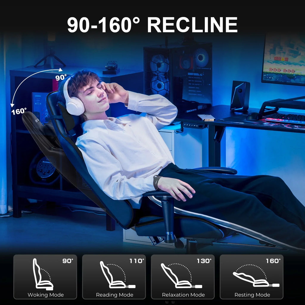 2026 NewGTRACING Gaming Chair, Ergonomic Office Desk Chair with Lumbar Support, PU Leather, Footrest & Adjustable Headrest, Red