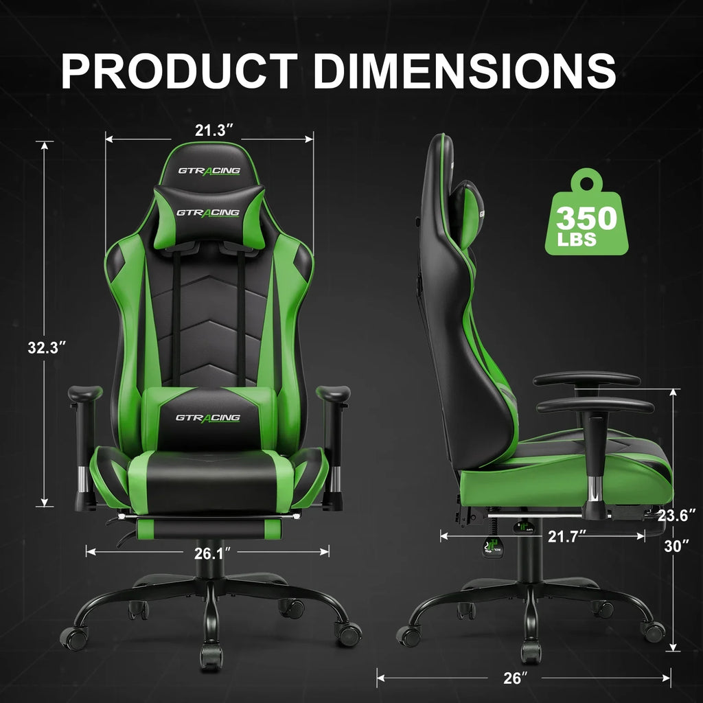 2026 NewGTRACING Gaming Chair, Ergonomic Office Desk Chair with Lumbar Support, PU Leather, Footrest & Adjustable Headrest, Red