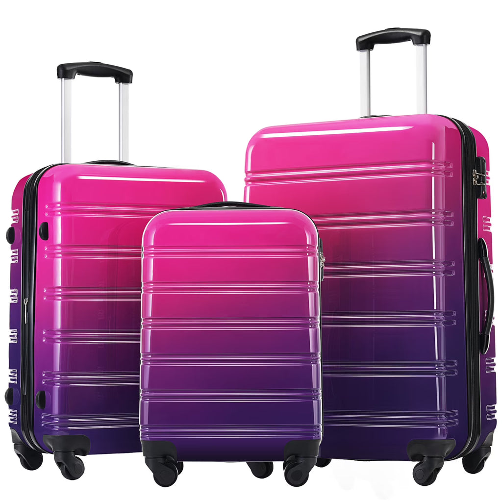 2026 New3 Piece Luggage Sets, Hard Shell Suitcase 20/24/28 Inches with TSA Lock and Spinner Wheels, Expandable Lightweight Travel Luggage for Men Women, Multicolor purple