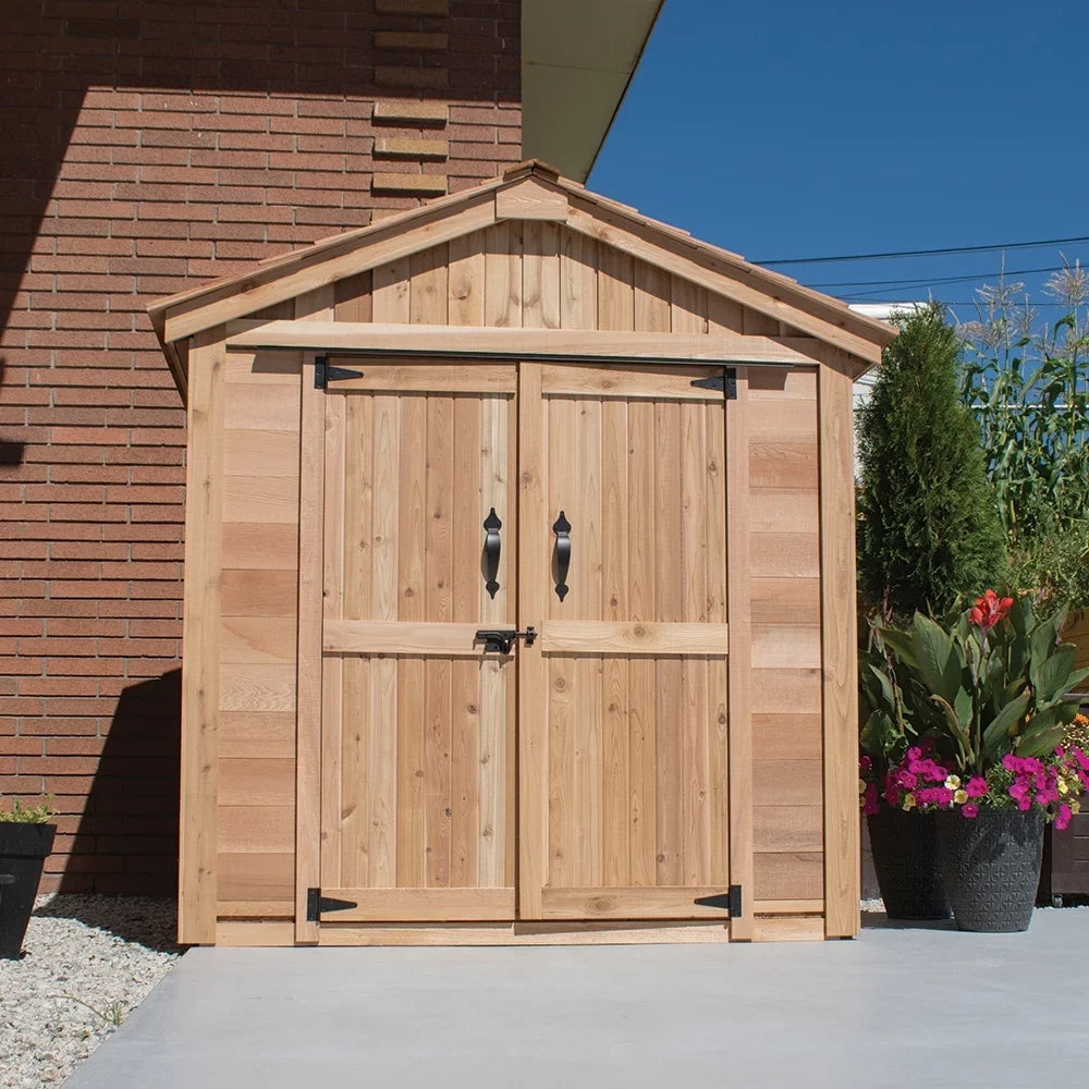 2026 NewOutdoor Living Today 6x4 Western Red Cedar Space Master Shed Double Door with Cedar Roof