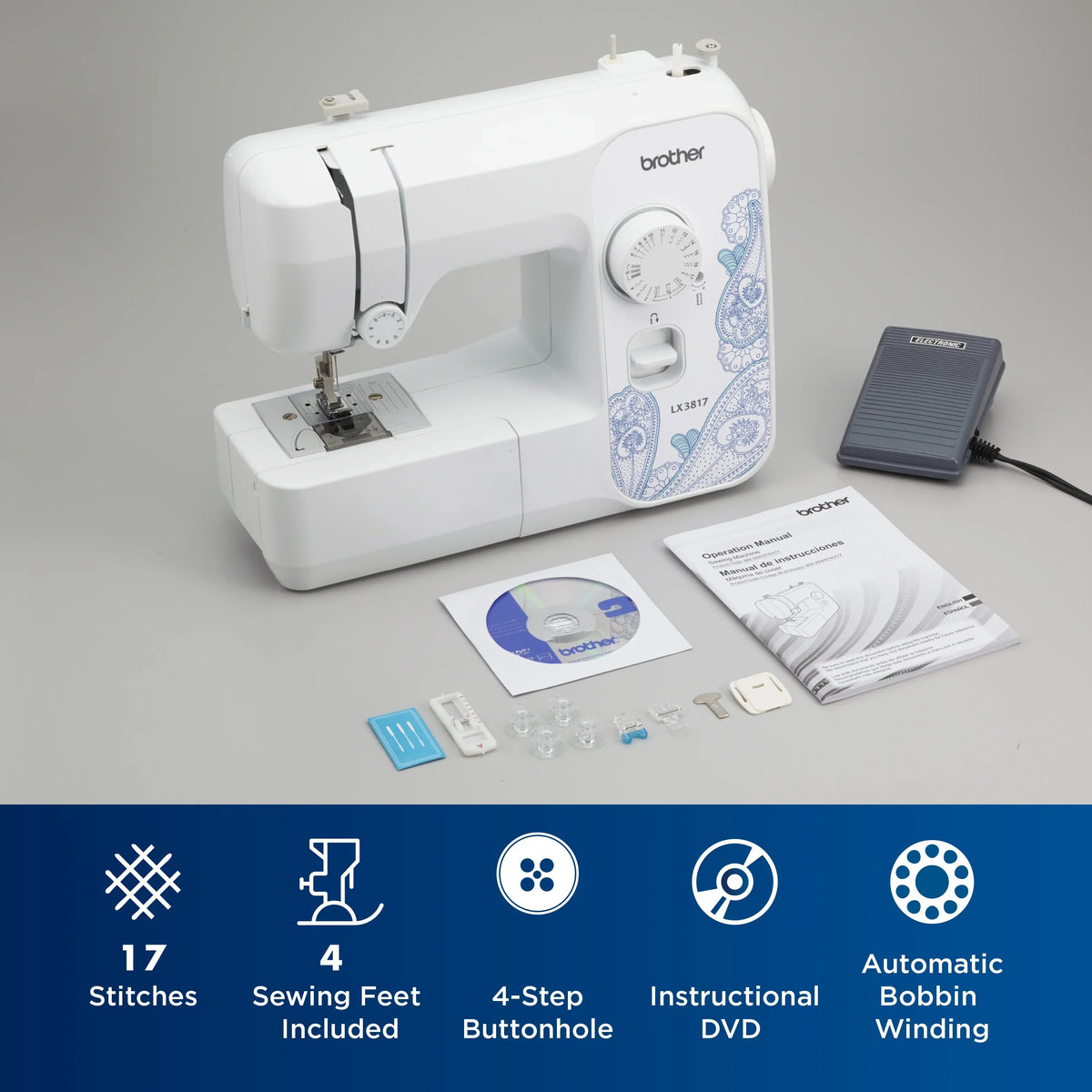 2026 NewBrother LX3817- Beginner Sewing Machine, 17 Stiches