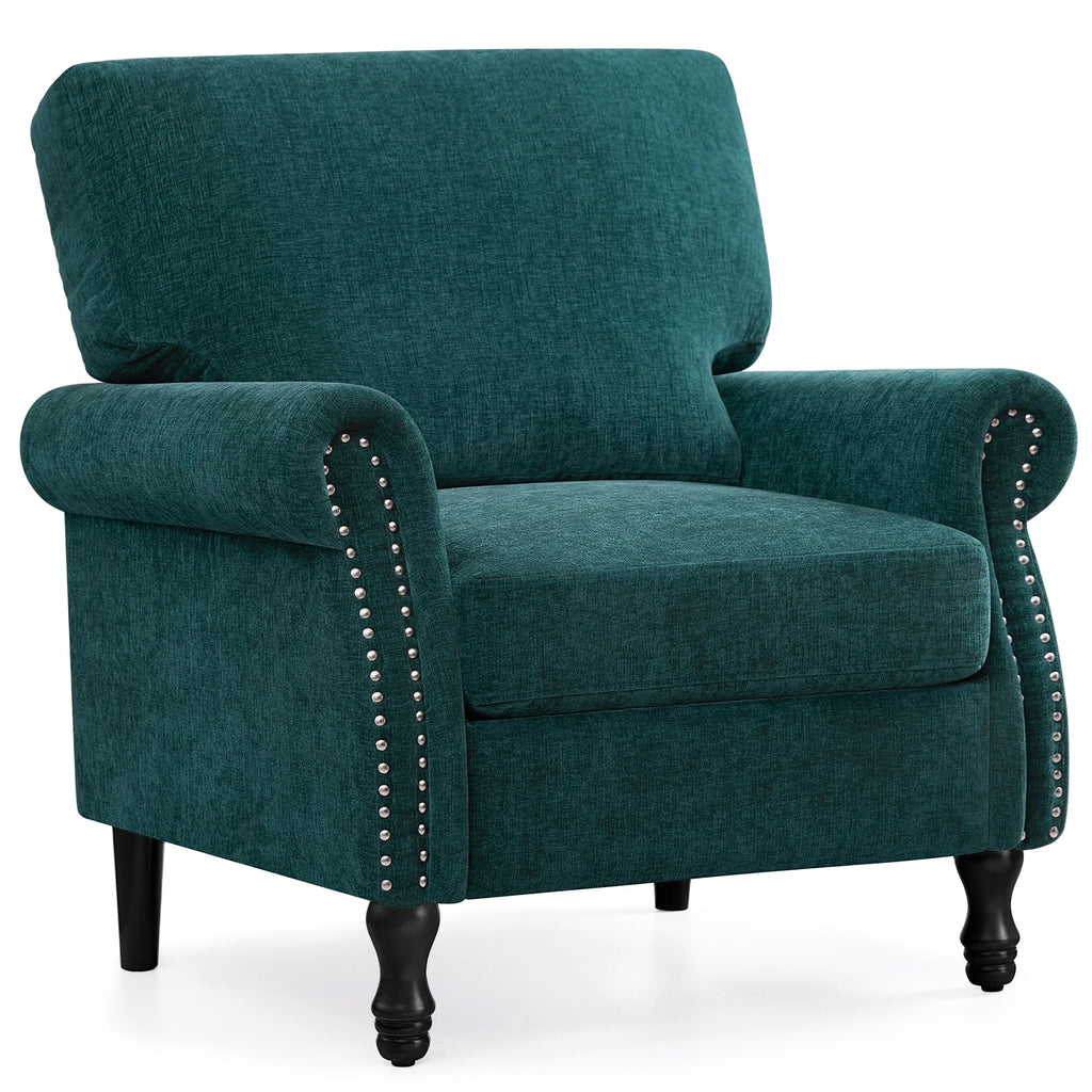 2026 NewCOOLHUT Modern Accent Chair Armchair, Linen Fabric Upholstered Comfy Single Sofa with Solid Wood Frame for Living Room, Gray