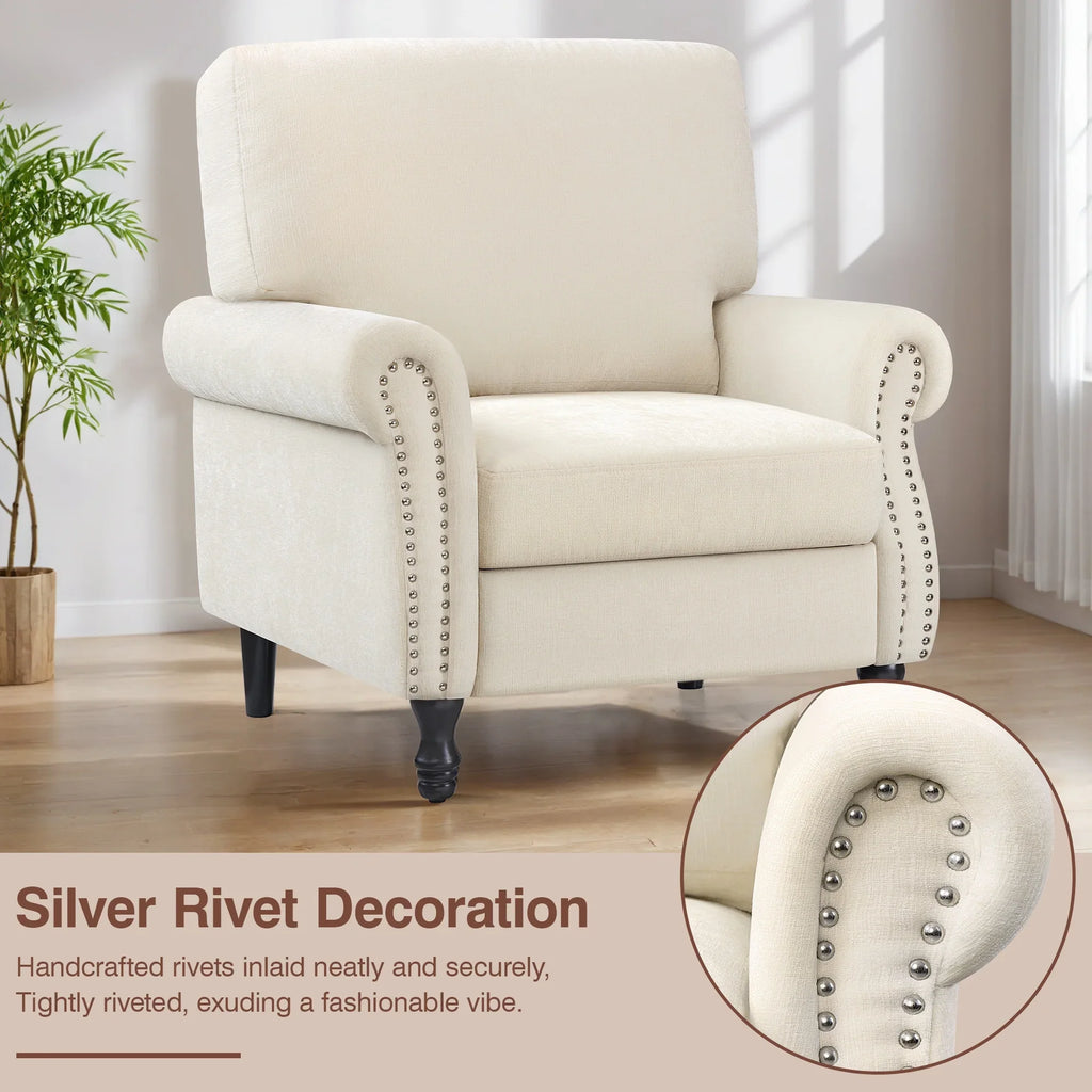 2026 NewCOOLHUT Modern Accent Chair Armchair, Linen Fabric Upholstered Comfy Single Sofa with Solid Wood Frame for Living Room, Gray