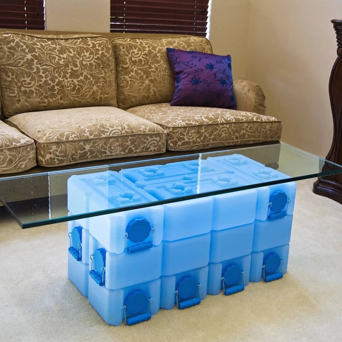 WaterBrick Stackable 3.5 Gallon Blue Water & Food Storage Container - 4 Pack