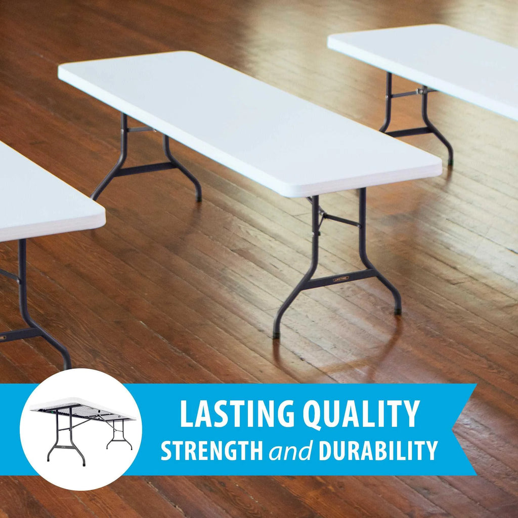 Lifetime 8 ft. Rectangle Folding Table, Indoor/Outdoor Commercial Grade, White Set of 4 (42980)