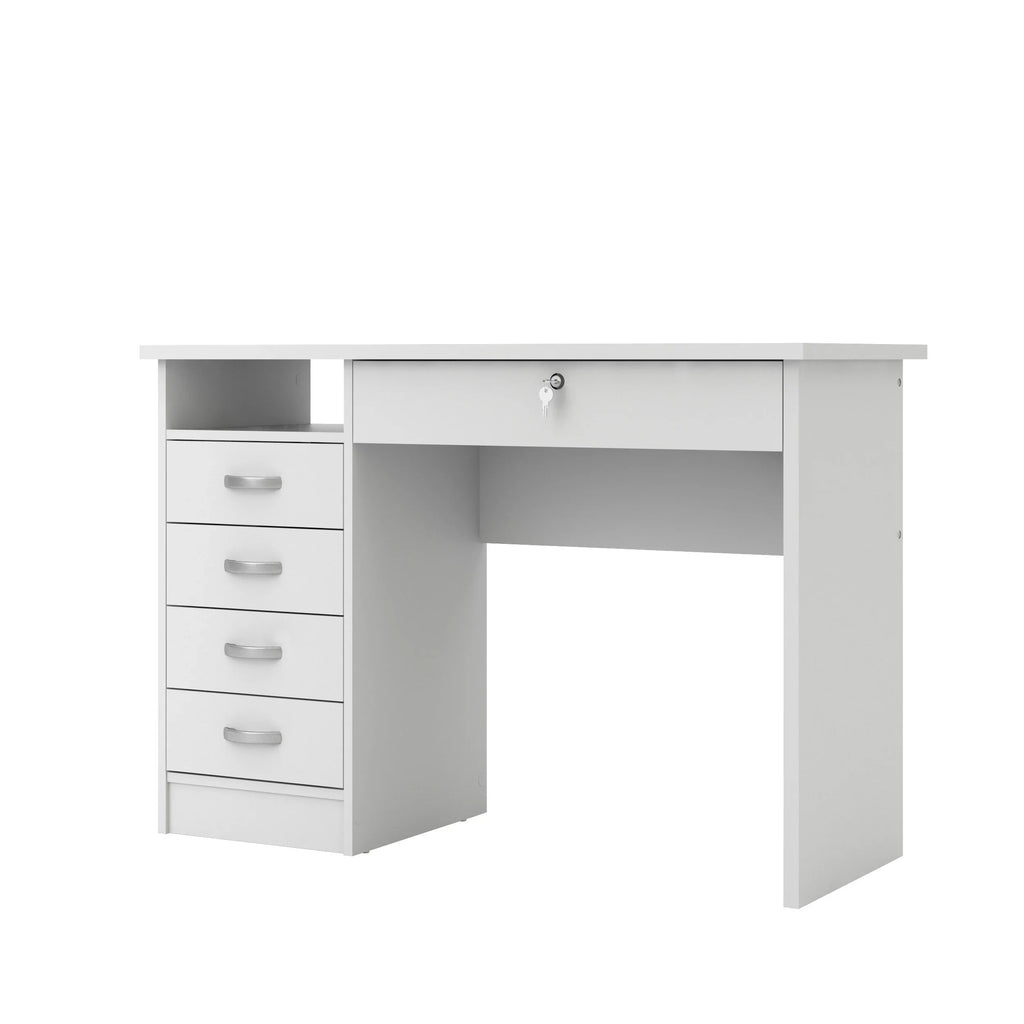 2026 NewTvilum Walden 5 Drawer Office Desk with 1 Locking Drawer for Adults, White