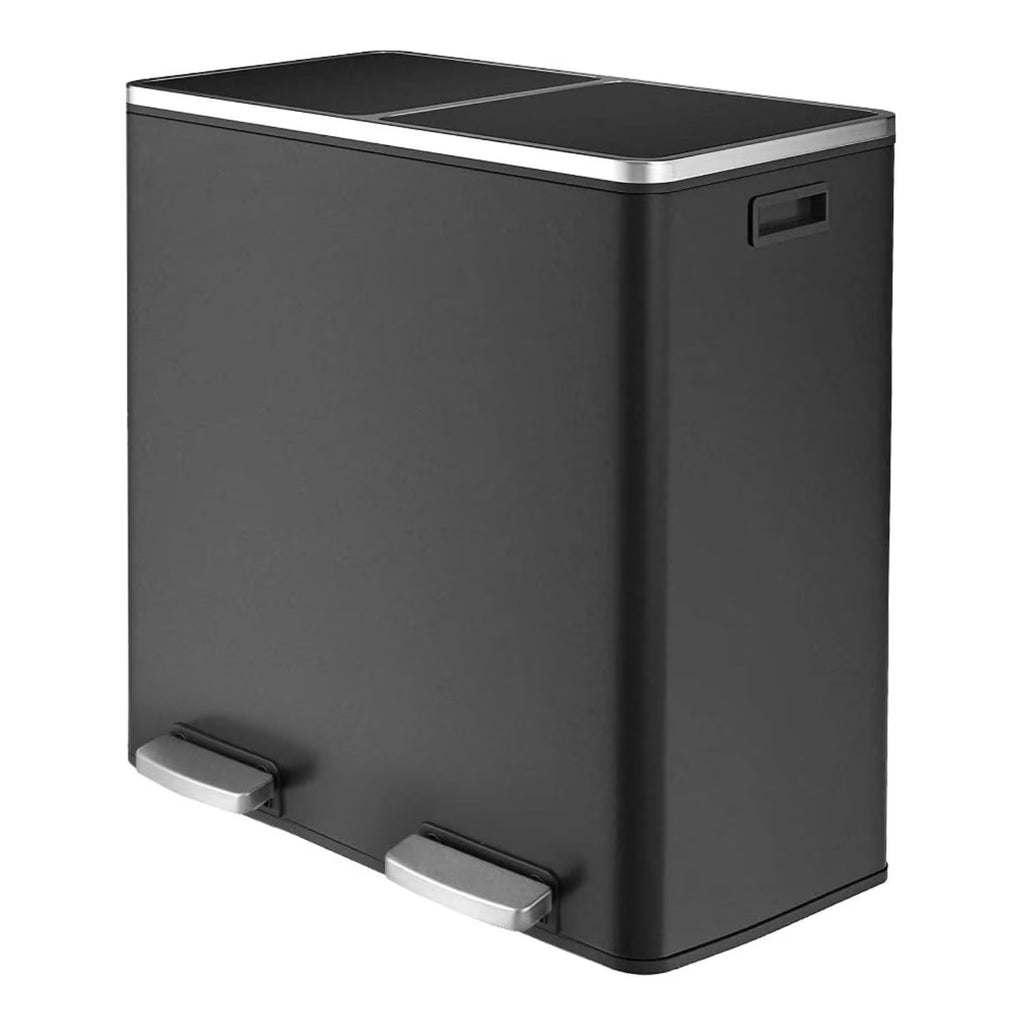 2026 NewLAZY BUDDY Dual Garbage Can, Stainless Steel 16 Gallon Step Kitchen Trash Can with Soft-Close Lid, Double Compartment Garbage Recycling Bin