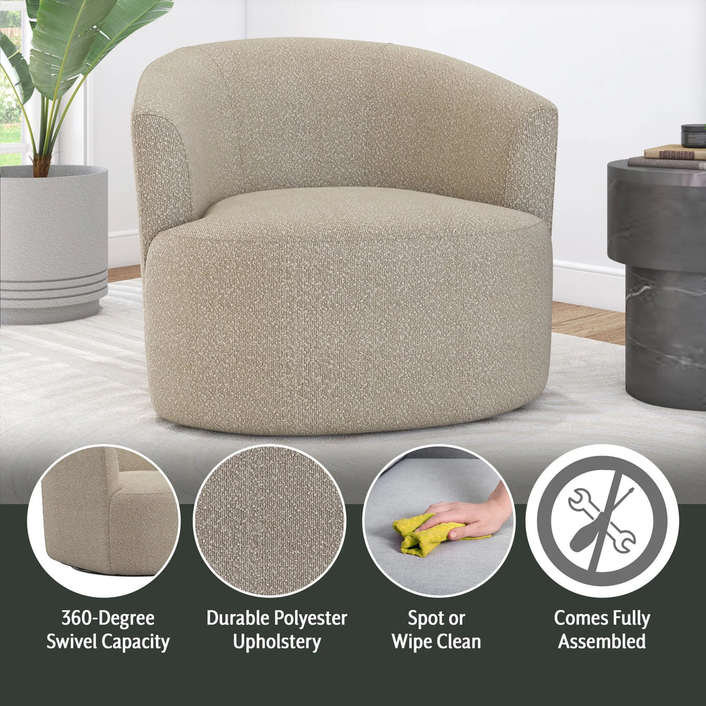 2026 NewMainstays Boucle Swivel Accent Chair, Taupe