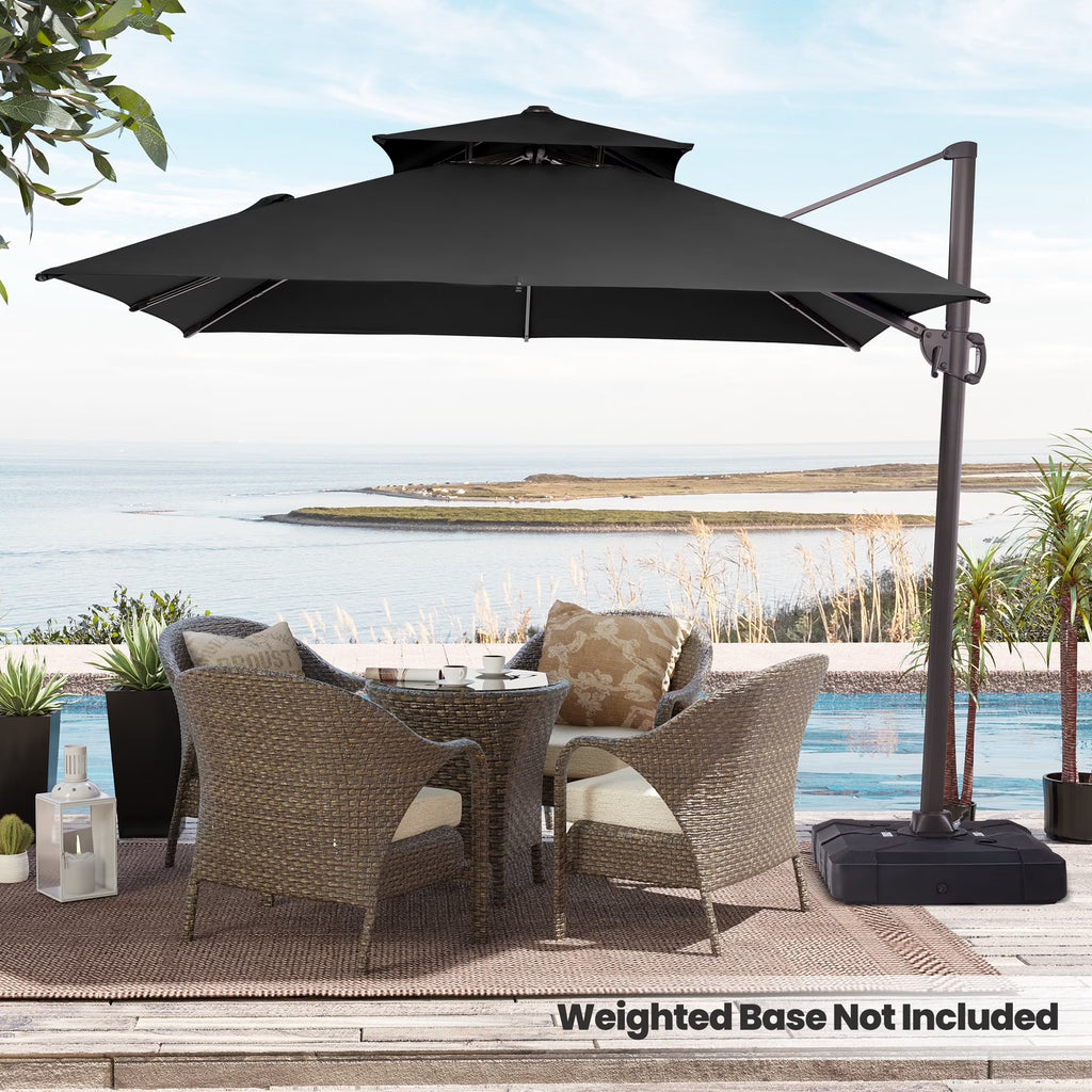 2026 NewPellebant 10 ft. x 10 ft. Square Double Top Patio Cantilever Umbrella, Navy Blue