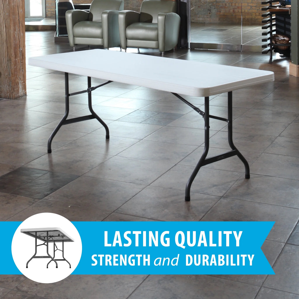 Lifetime 6 ft. Commercial Plastic Folding Banquet Tables 4 Pack (White Granite)