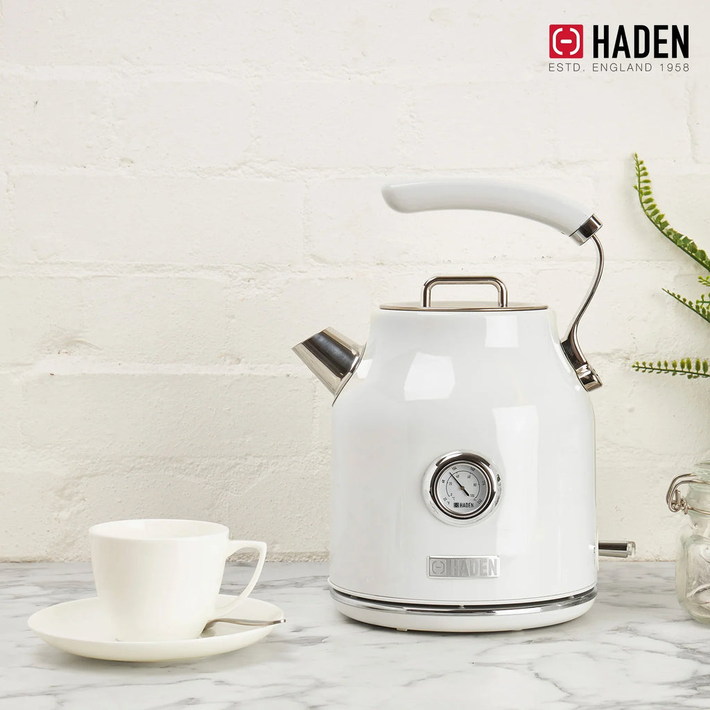2026 NewHaden Dorset 1.7 Liter Electric Water Kettle with Base, Putty & Chrome