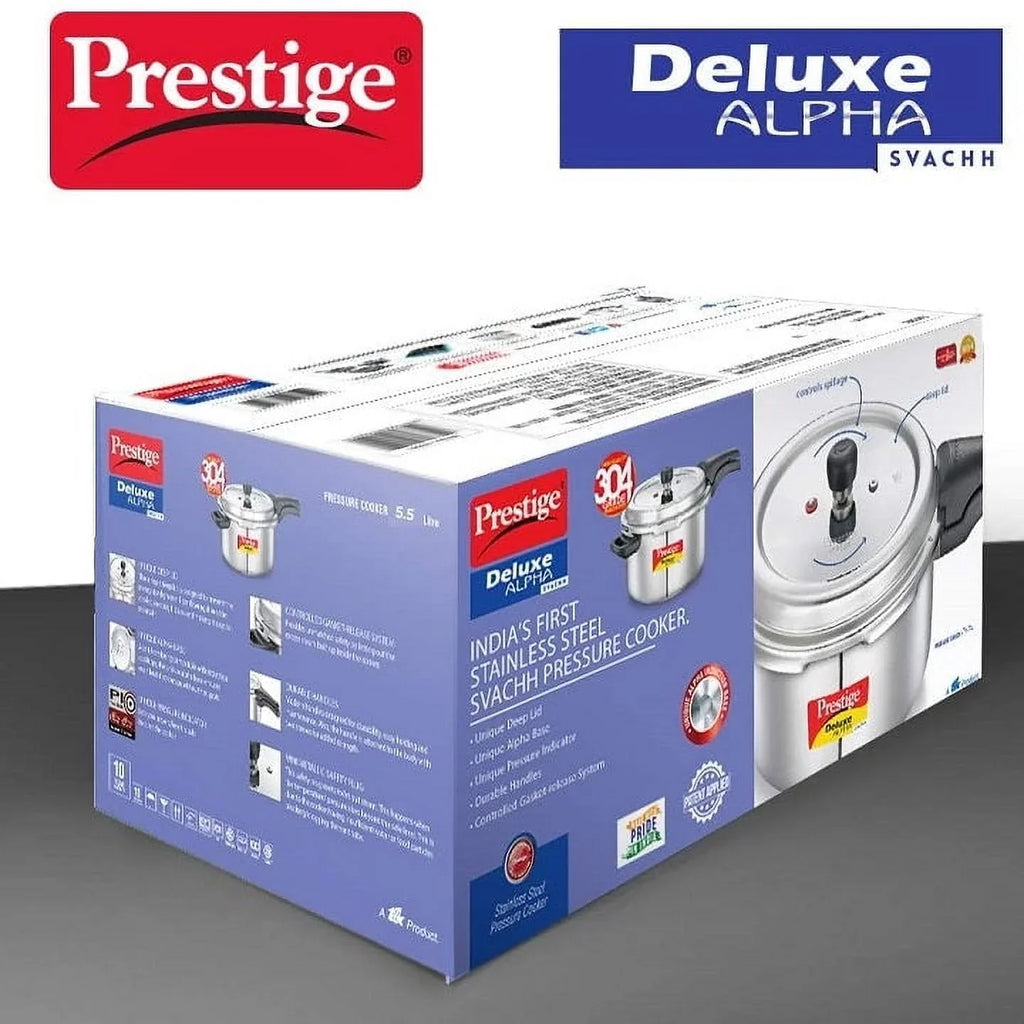 2026 NewPrestige Deluxe Alpha Svachh 5.5L Stainless Steel Pressure Cooker