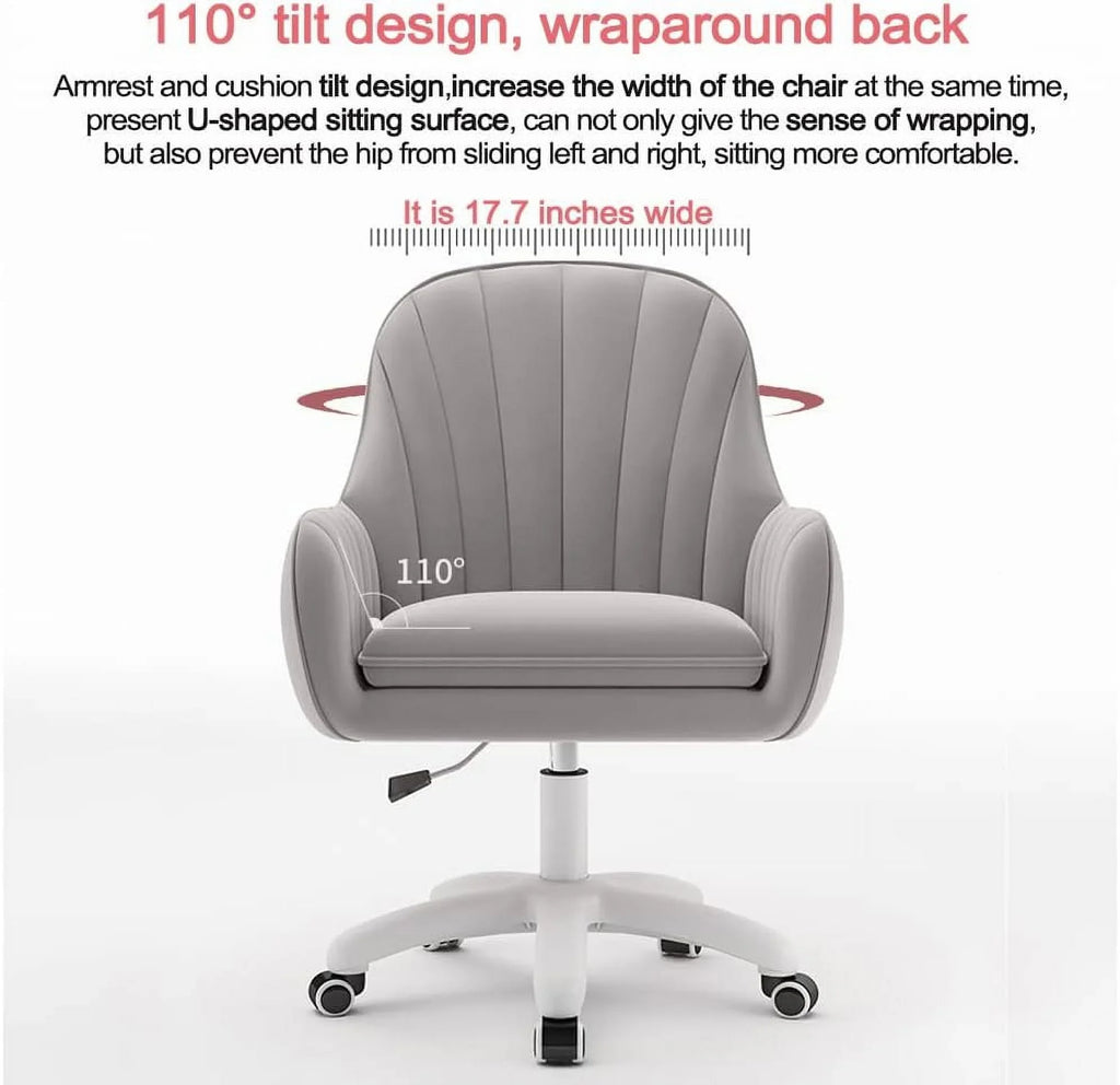 2026 NewHome Office Chair Computer Chair with Mid-Back Upholstered Modern Tufted Computer Task Chair Swivel Height Adjustable Velvet Accent Chair."White"