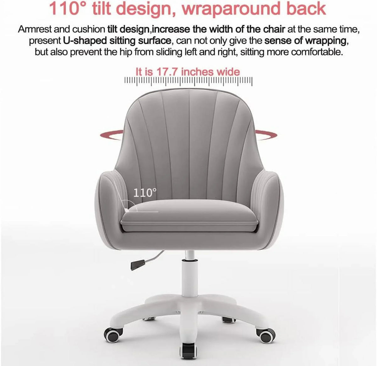 2026 NewHome Office Chair Computer Chair with Mid-Back Upholstered Modern Tufted Computer Task Chair Swivel Height Adjustable Velvet Accent Chair."White"