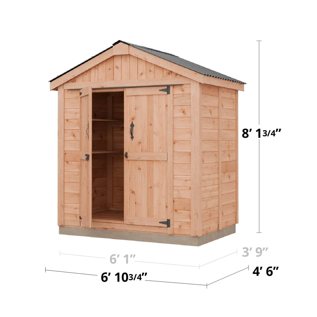 2026 NewOutdoor Living Today 6x4 Western Red Cedar Space Master Shed Double Door with Cedar Roof