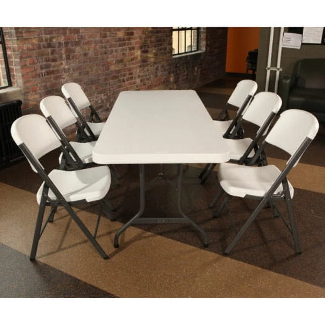 Lifetime 6 ft. Commercial Plastic Folding Banquet Tables 4 Pack (White Granite)