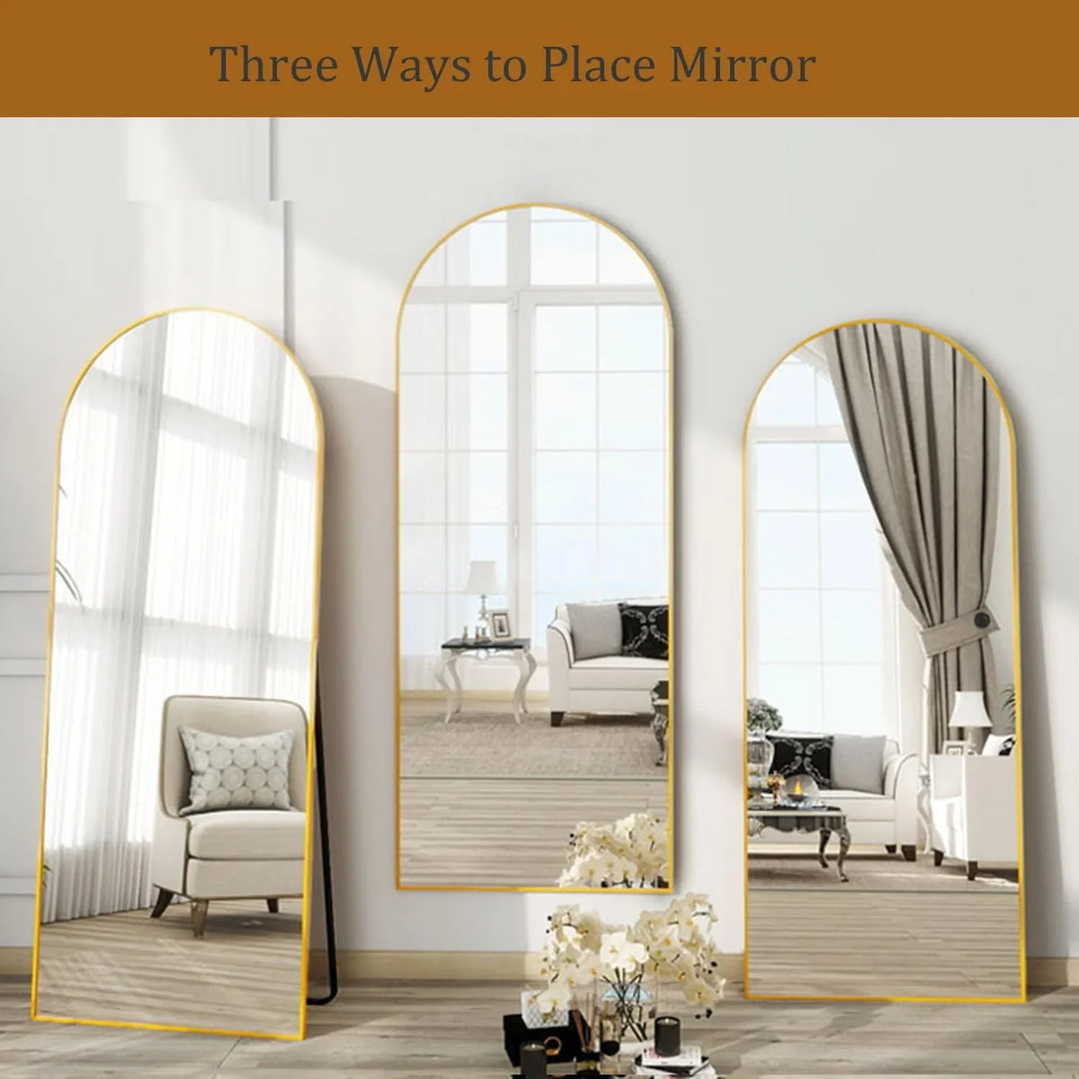 2026 NewArched Full Length Mirror, 71"x26" Large Floor Standing Body Mirror with Stand, Gold