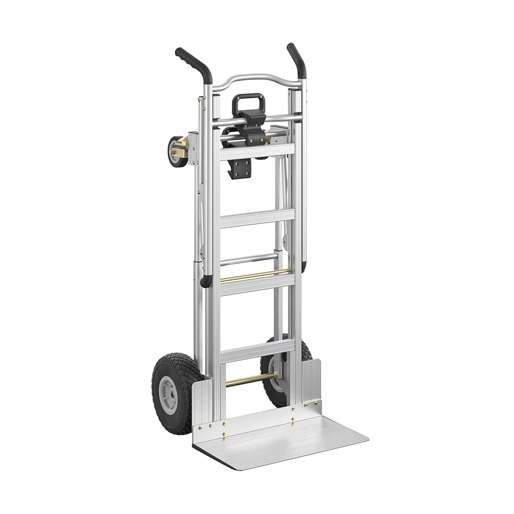 Cosco 3-in-1 Assist Series Aluminum Hand Truck/Assisted Hand Truck/Cart w/ flat free wheels, Silver